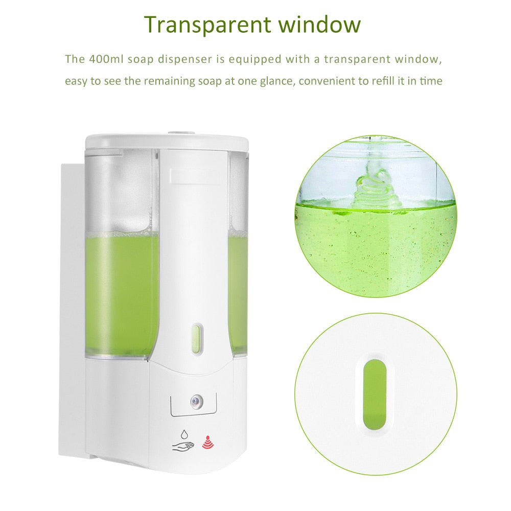 400ml Automatic Soap Dispenser Touchless Sensor Hand Sanitizer Shampoo Detergent Dispenser Wall Mounted For Bathroom Kitchen