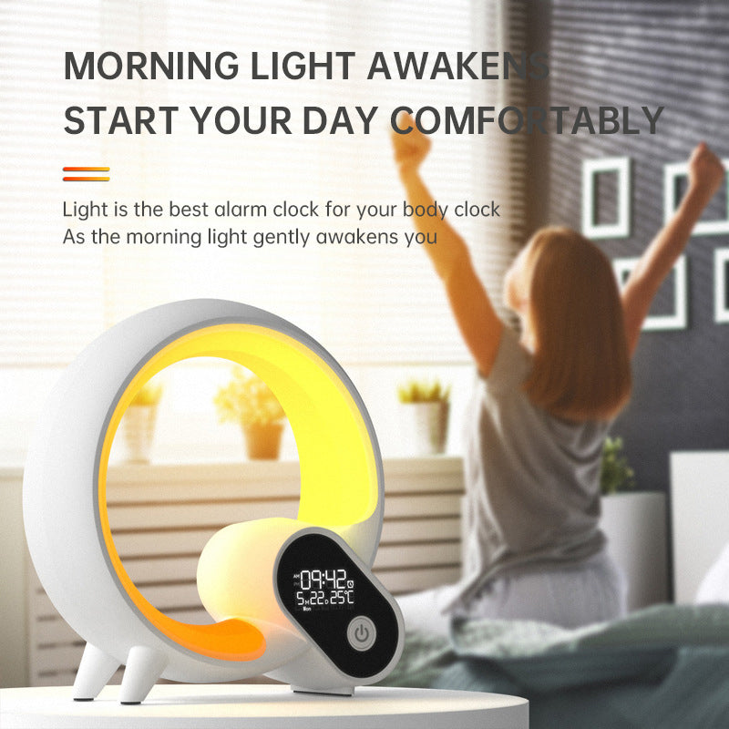 Creative Q Light Analog Sunrise Digital Display Alarm Clock Bluetooth Audio Intelligent Wake-up Q Colorful Atmosphere Light